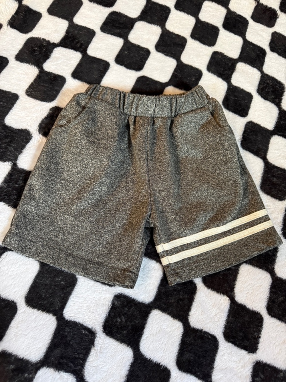 Kids Gray Athletic Shorts with Side Stripe